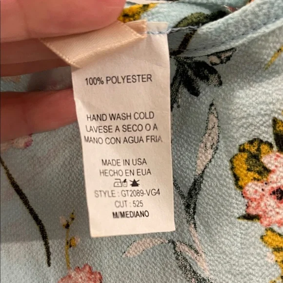 LARA Floral Print Blouse - Light Blue and Pink Medium - Picture 4 of 6